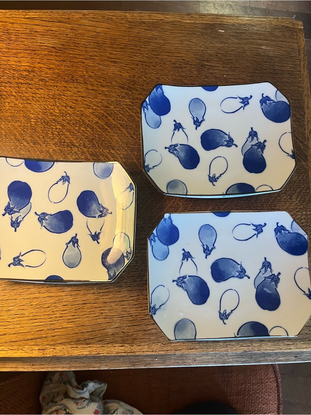 Set of 3 Japanese Eggplant Curved Rectangle Plates!